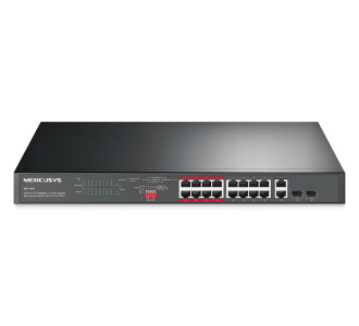 MERCUSYS rackmount switch MS118CP, 16x 10/100Mbps PoE+ & 2x Gigabit θύρες, UN/1.0