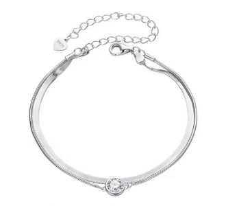 BAMOER βραχιόλι MSB022 με μοϊσσανίτη, ασήμι 925, ασημί BAMOER βραχιόλι MSB022 με μοϊσσανίτη, ασήμι 925, ασημί