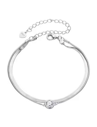 BAMOER βραχιόλι MSB022 με μοϊσσανίτη, ασήμι 925, ασημί