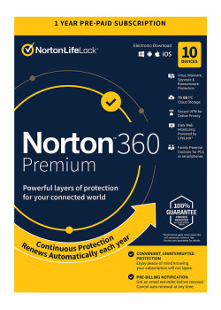 NORTON Antivirus 360 Premium ESD, 10 συσκευές, 75GB cloud, 1 έτος