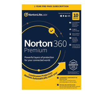 NORTON Antivirus 360 Premium ESD, 10 συσκευές, 75GB cloud, 1 έτος