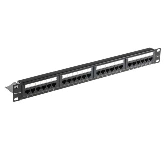 POWERTECH patch panel NETW-0046 για rack 19"/1U, 24 θυρών, CAT 6 UTP, μαύρο