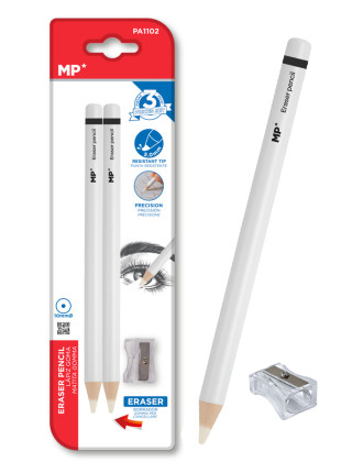 MP ξυλομπογιά PA1102 με ξύστρα, 5mm μύτη, στρογγυλό, λευκό, 2τμχ