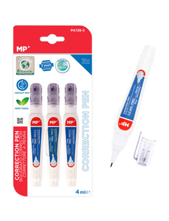 MP σετ διορθωτικό στυλό PA138-3C, 1-2mm, 4ml, 3τμχ