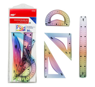 MP σετ πλαστικοί χάρακες PA159, εύκαμπτοι, διάφανοι/πολύχρωμοι, 4τμχ