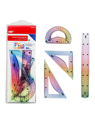 MP σετ πλαστικοί χάρακες PA159, εύκαμπτοι, διάφανοι/πολύχρωμοι, 4τμχ