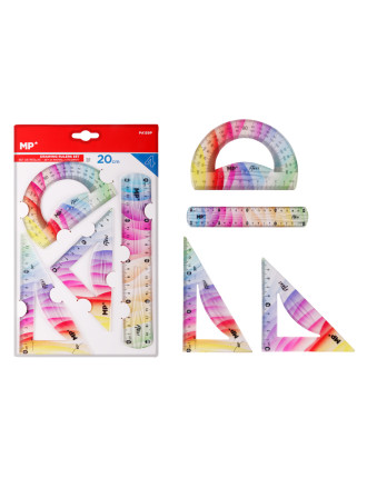 MP σετ πλαστικοί χάρακες PA159P, εύκαμπτοι, διάφανοι/πολύχρωμοι, 4τμχ