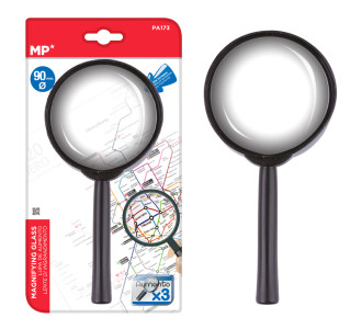 MP μεγεθυντικός φακός PA173, x3, 90mm, πλαστικός με γυάλινο φακό, μαύρος