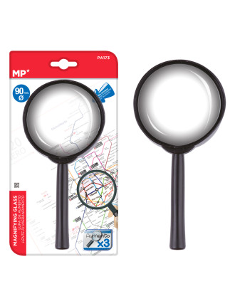 MP μεγεθυντικός φακός PA173, x3, 90mm, πλαστικός με γυάλινο φακό, μαύρος
