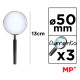 MP μεγεθυντικός φακός PA175, x3, 50mm, μεταλλικός με γυάλινο φακό, μαύρος/ασημί MP μεγεθυντικός φακός PA175, x3, 50mm, μεταλλικός με γυάλινο φακό, μαύρος/ασημί