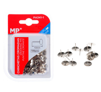 MP μεταλλικές πινέζες 10mm PA341-1, 100τμχ, ασημί
