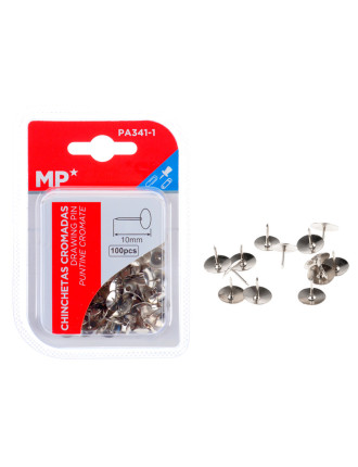 MP μεταλλικές πινέζες 10mm PA341-1, 100τμχ, ασημί