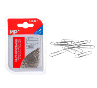 MP μεταλλικοί συνδετήρες PA342-1, 28mm, 100τμχ, ασημί