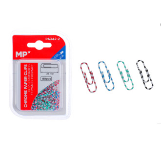 MP πλαστικοποιημένοι συνδετήρες PA342-2, 28mm, 80τμχ, χρωματιστοί