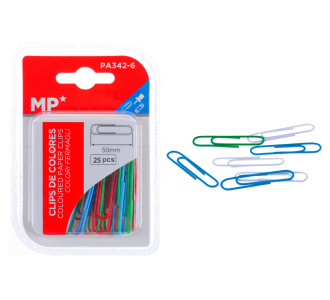 MP πλαστικοποιημένοι συνδετήρες PA342-6, 50mm, 25τμχ, χρωματιστοί