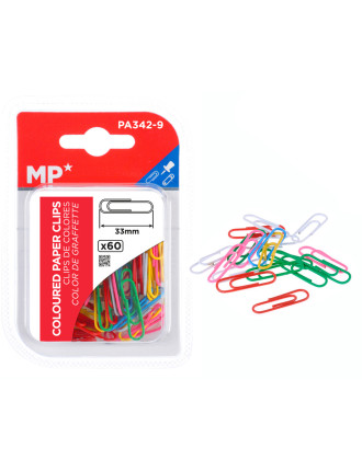 MP συνδετήρες PA342-9, μεταλλικοί, 33mm, χρωματιστοί, 60τμχ