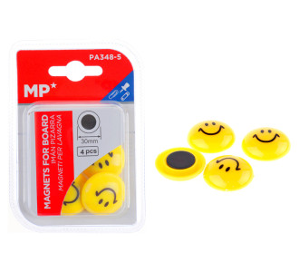 MP σετ μαγνήτες smiley face PA348-5, στρογγυλοί, 30mm, κίτρινοι, 5τμχ