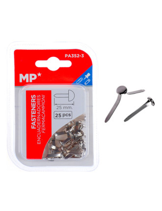 MP διχαλωτοί συνδετήρες PA352-3, μεταλλικοί, 25mm, ασημί, 25τμχ MP διχαλωτοί συνδετήρες PA352-3, μεταλλικοί, 25mm, ασημί, 25τμχ