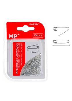 MP παραμάνες PA358-1, μεταλλικές, 19mm, ασημί, 100τμχ