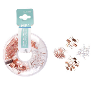 MP σετ γραφείου PA360-02 με συνδετήρες, κλιπ & πινέζες, ροζ χρυσό MP σετ γραφείου PA360-02 με συνδετήρες, κλιπ & πινέζες, ροζ χρυσό