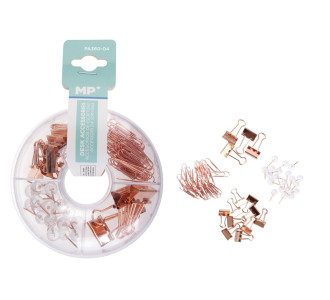 MP σετ γραφείου PA360-04 με συνδετήρες, κλιπ & πινέζες, ροζ χρυσό MP σετ γραφείου PA360-04 με συνδετήρες, κλιπ & πινέζες, ροζ χρυσό