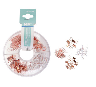 MP σετ γραφείου PA360-05 με συνδετήρες, κλιπ & πινέζες, ροζ χρυσό MP σετ γραφείου PA360-05 με συνδετήρες, κλιπ & πινέζες, ροζ χρυσό