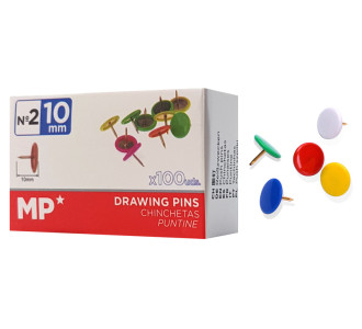 MP χρωματιστές πινέζες PA485C-S, μεταλλικές, 10mm, 100τμχ