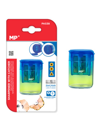 MP ξύστρα μολυβιών με κάδο PA538, 4.2x6cm, μπλε/πράσινη