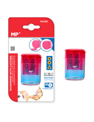 MP ξύστρα μολυβιών με κάδο PA538, 4.2x6cm, ροζ/μπλε