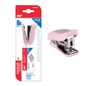 MP mini συρραπτικό PA636P με ανταλλακτικά, 24/6 - 26/6, 10 φύλλα, ροζ