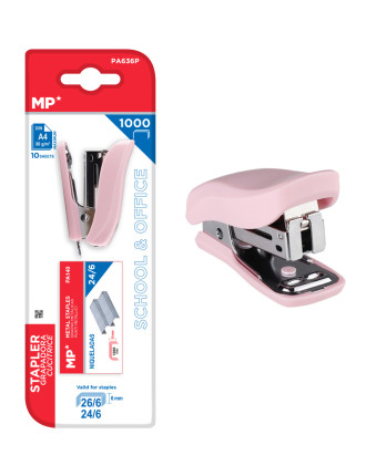 MP mini συρραπτικό PA636P με ανταλλακτικά, 24/6 - 26/6, 10 φύλλα, ροζ