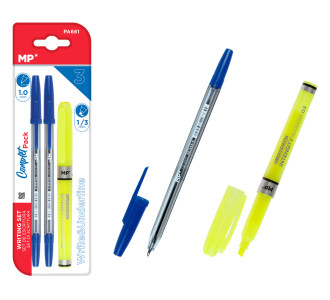 MP σετ στυλό & μαρκαδόρος υπογράμμισης PA661, μπλε & κίτρινο, 3τμχ MP σετ στυλό & μαρκαδόρος υπογράμμισης PA661, μπλε & κίτρινο, 3τμχ