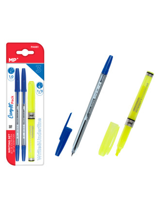 MP σετ στυλό & μαρκαδόρος υπογράμμισης PA661, μπλε & κίτρινο, 3τμχ MP σετ στυλό & μαρκαδόρος υπογράμμισης PA661, μπλε & κίτρινο, 3τμχ