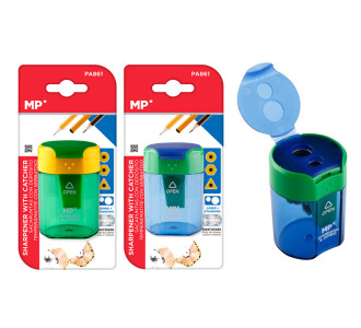 MP ξύστρα μολυβιών με κάδο PA834, 4x6cm, μπλε ή πράσινο, 1τμχ