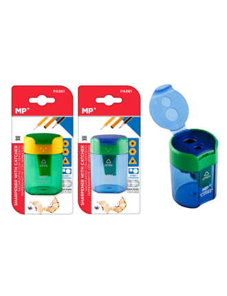 MP ξύστρα μολυβιών με κάδο PA834, 4x6cm, μπλε ή πράσινο, 1τμχ