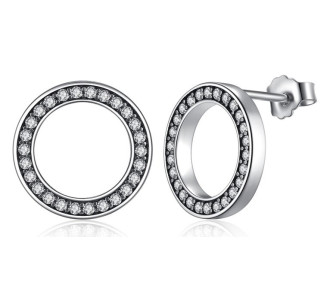 BAMOER σκουλαρίκια καρφωτά PAS437 σε σχέδιο κύκλου, ασήμι 925, ασημί