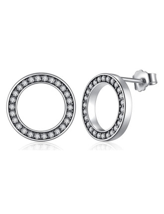 BAMOER σκουλαρίκια καρφωτά PAS437 σε σχέδιο κύκλου, ασήμι 925, ασημί BAMOER σκουλαρίκια καρφωτά PAS437 σε σχέδιο κύκλου, ασήμι 925, ασημί