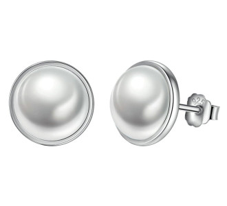 BAMOER σκουλαρίκια καρφωτά PAS489 με λευκή πέρλα, ασήμι 925, ασημί BAMOER σκουλαρίκια καρφωτά PAS489 με λευκή πέρλα, ασήμι 925, ασημί