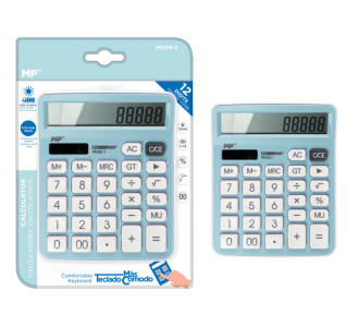 MP αριθμομηχανή PE028, ηλιακό & μπαταρίες, 12 ψηφία, γαλάζια