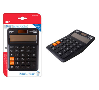 MP αριθμομηχανή PE032-01, ηλιακό & μπαταρίες, 12 ψηφία, μαύρη