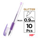 MP σετ στυλό διαρκείας ballpoint PE105 με glitter, 0.9mm, διάφορα χρώματα, 10τμχ