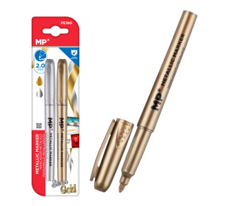MP σετ μαρκαδόρων με μεταλλικά χρώματα PE180, 2mm, χρυσό & ασημί MP σετ μαρκαδόρων με μεταλλικά χρώματα PE180, 2mm, χρυσό & ασημί