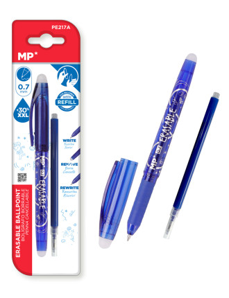 MP στυλό διαρκείας PE217A με ανταλλακτικό μελάνι, erasable, 0.7mm, μπλε