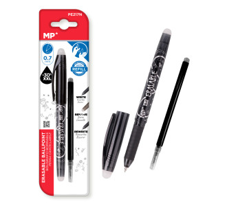 MP στυλό διαρκείας PE217N με ανταλλακτικό μελάνι, erasable, 0.7mm, μαύρο