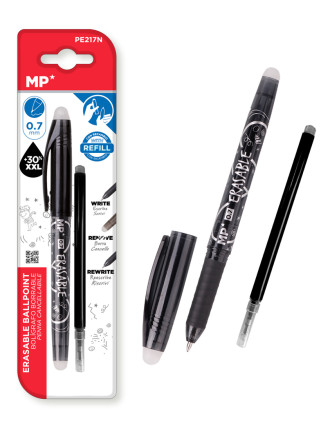 MP στυλό διαρκείας PE217N με ανταλλακτικό μελάνι, erasable, 0.7mm, μαύρο