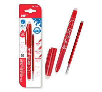 MP στυλό διαρκείας PE217R με ανταλλακτικό μελάνι, erasable, 0.7mm, κόκκινο