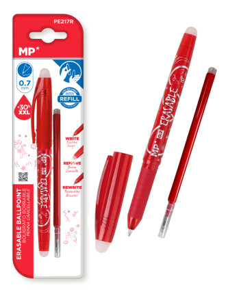 MP στυλό διαρκείας PE217R με ανταλλακτικό μελάνι, erasable, 0.7mm, κόκκινο