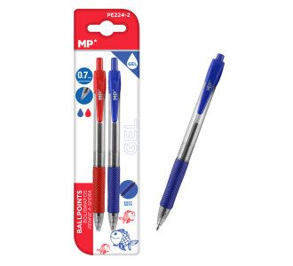 MP στυλό διαρκείας gel PE224-2, 0.7mm, μπλε & κόκκινο, 2τμχ MP στυλό διαρκείας gel PE224-2, 0.7mm, μπλε & κόκκινο, 2τμχ