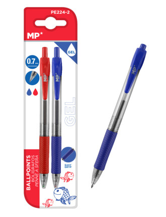 MP στυλό διαρκείας gel PE224-2, 0.7mm, μπλε & κόκκινο, 2τμχ MP στυλό διαρκείας gel PE224-2, 0.7mm, μπλε & κόκκινο, 2τμχ