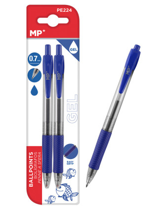 MP στυλό διαρκείας gel PE224, 0.7mm, μπλε, 2τμχ MP στυλό διαρκείας gel PE224, 0.7mm, μπλε, 2τμχ